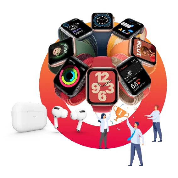 Smart watches, earbuds and a trophy: examples of rewards members can earn